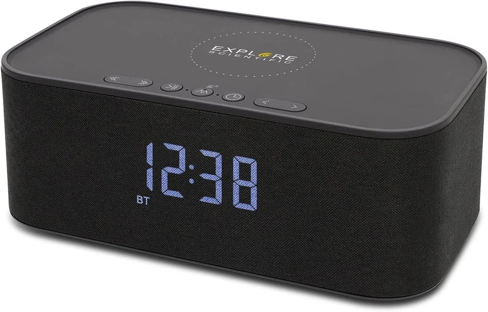 Explore Scientific Bcc1001 bluetooth stereo kolonėlė su žadintuvu ir įkrovimo funkcija, juoda