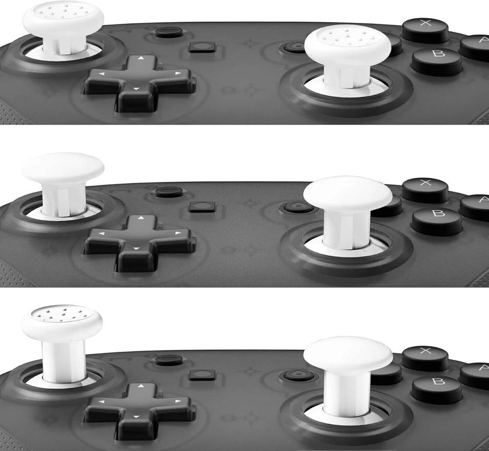 Extremerate 6 viename nykščių valdikliai, suderinami su Nintendo Switch Pro valdikliu, ergonomiški analoginių lazdelių priedų dangteliai, skirti Nintendo Switch Pro valdikliui [thumbsgear] - Baltas