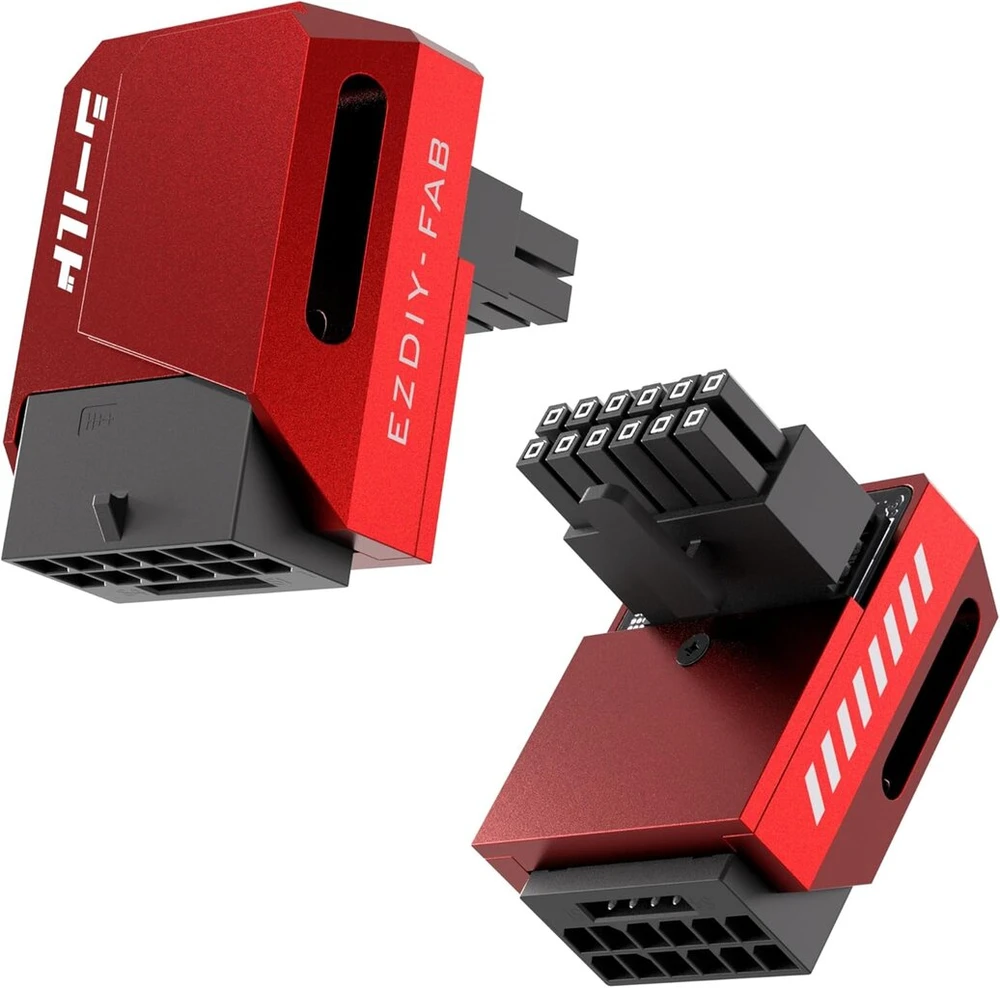 Ezdiy-fab pcie 5.1 adapteris 600w 12+4pin, 16pin 12vhpwr gpu jungtis, 12v-2x6 gpu adapteris, 90 laipsnių kampu suderinamas su rtx 3090ti, 4070ti, 4080, 4090 gpu - rvs tipas, raudonas, 1 vnt.