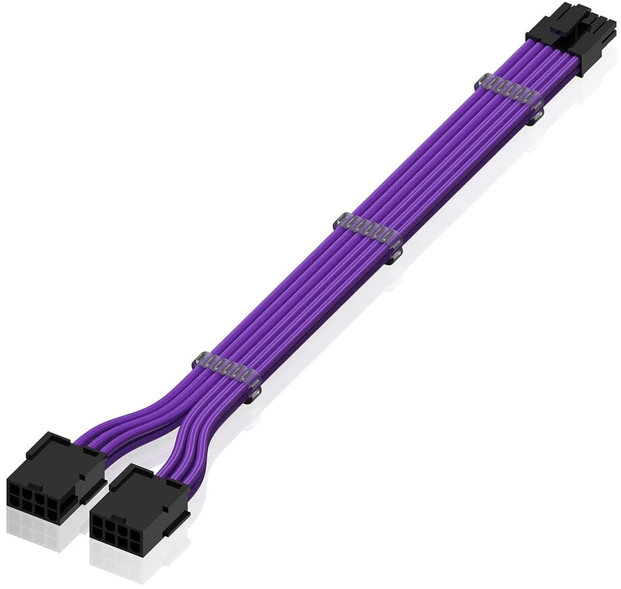 Ezdiy-fab psu 12 kontaktų į dvigubą 8p prailginimo kabelį su pcie sleeve 16awg, skirtas rtx 3060ti 3070 3080 3080ti 3090 - violetinė [300mm]