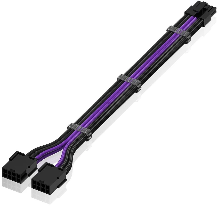 Ezdiy-fab psu prailginimo kabelis 12 kontaktų į 8p pcie 16awg, skirtas rtx 3060ti 3070 3080 3080ti 3090 - juodas/violetinis [300mm]