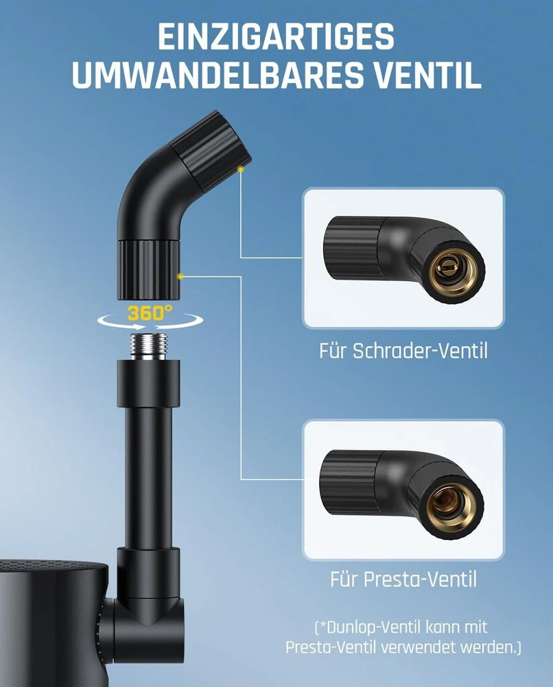 Fanttik X9 Ace Mini dviračio pompa, akumuliatorinis kompresorius, 32s greitai pripučiama elektrinė dviračio pompa, 150 Psi oro pompa su Presta ir Schrader ventiliais, skirta plento, kalnų, elektriniams ir miesto dviračiams