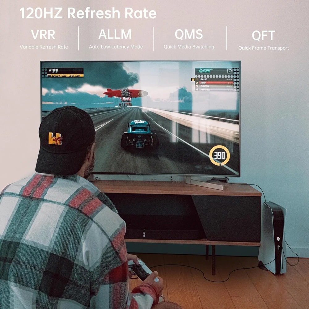 Feizlink 8k Hdmi šviesolaidinis kabelis 5 m, Hdmi 2.1 kabelis 48gbps didelės spartos, 8k @ 60hz 4k @ 120hz dinaminis Hdr Earc Dolby, suderinamas su Blu-ray/tv Box/hdtv/projektoriumi/žaidimų Konsole/avr