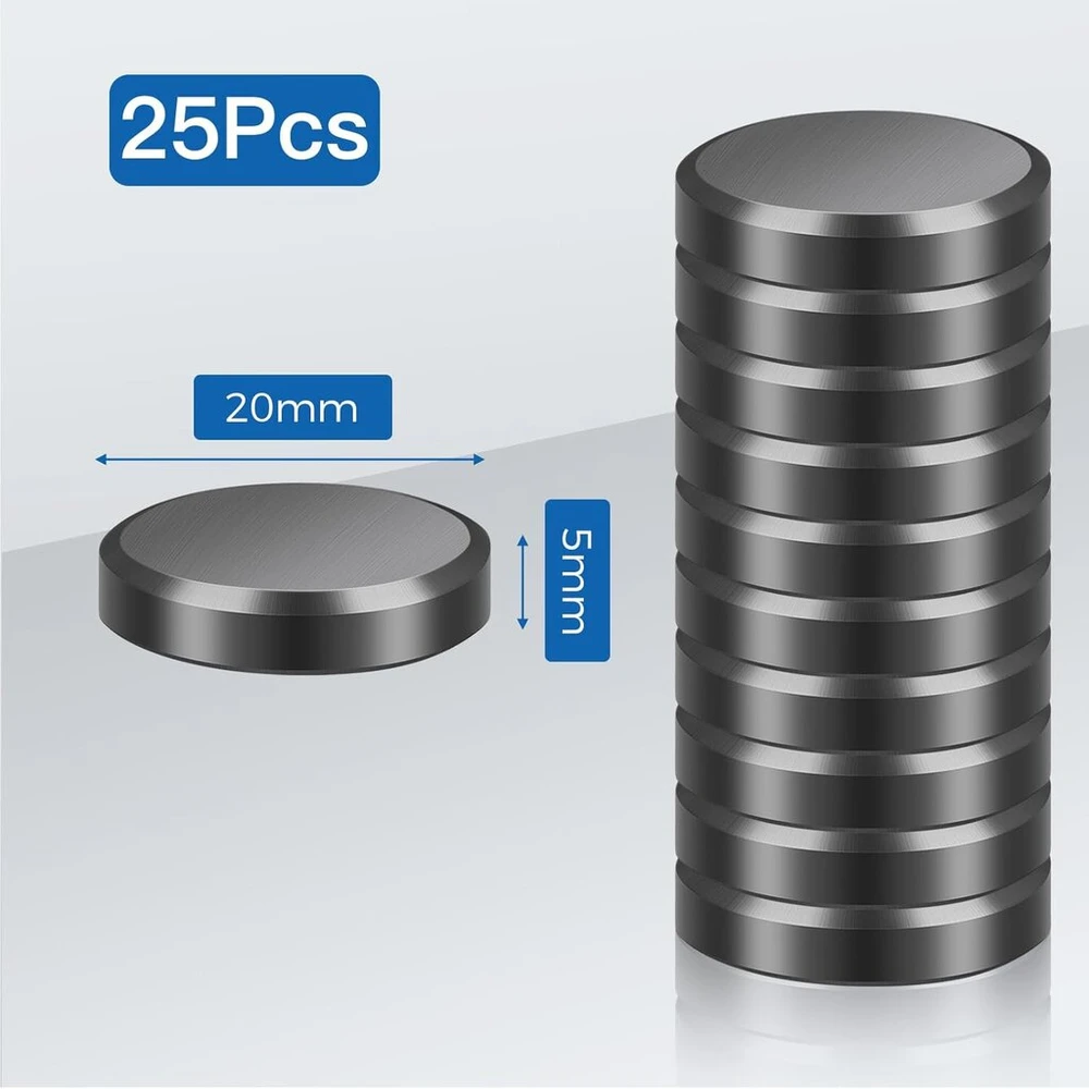 Ferito magnetai, 20x5 mm, 25 vnt. stiprūs magnetai lentoms