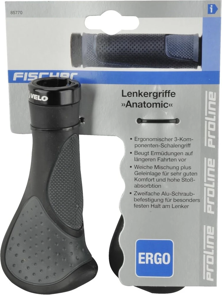 Fischer Ergonominės dviračio vairo rankenos, juodos