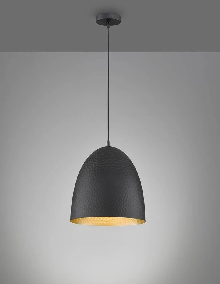 Fischer & Honsel Mylon pakabinamas šviestuvas, 1 lemputės, modernus valgomojo stalo šviestuvas, 1 x E27, juodas ir auksinis, skersmuo 30 cm