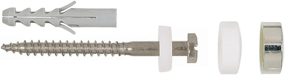 Fischer Wcn tualeto grindų montavimo rinkinys 2 kaiščiai S 8, 2 medvaržčiai nerūdijančio plieno A2 6 x 70 mm, 2 galiniai dangteliai chromo baltumo