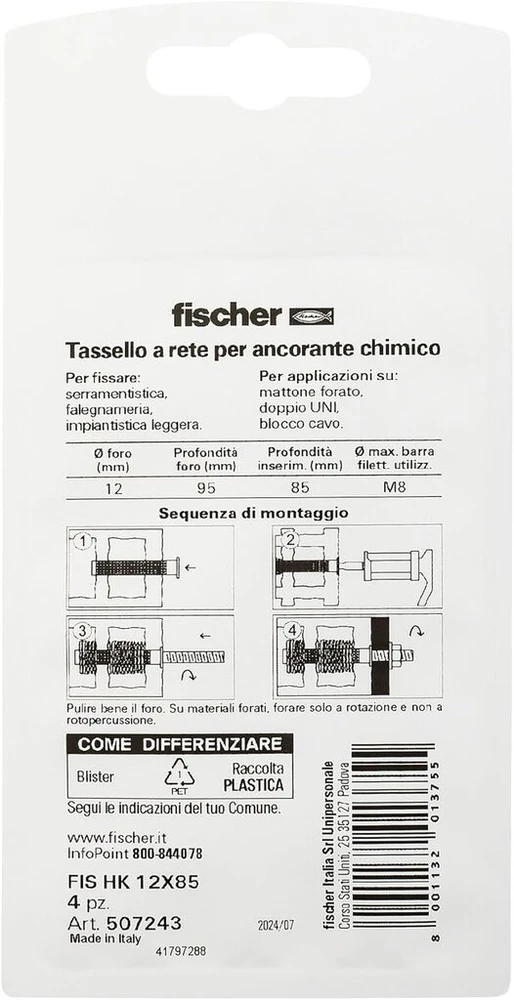 Fisher Duebel tinkliniai nailoniniai kaiščiai Fischer Hk Ct 12 x 85