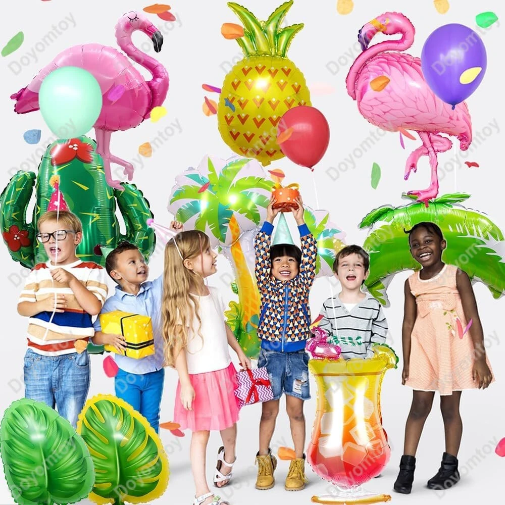 Flamingo gimtadienio dekoracija, Doyomtoy folinis balionas, flamingų balionai, flamingų vakarėlio dekoracija, ananasų balionai, Havajų vakarėlis, paplūdimio vakarėlio reikmenys, 9 vnt.
