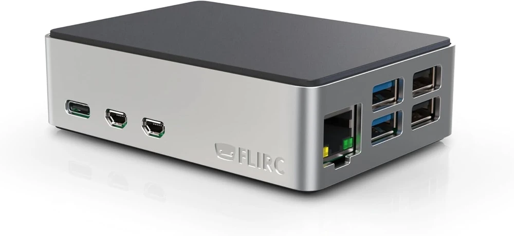 Flirc dėklas - aliumininis dėklas, skirtas Raspberry Pi 5, sidabrinis/juodas