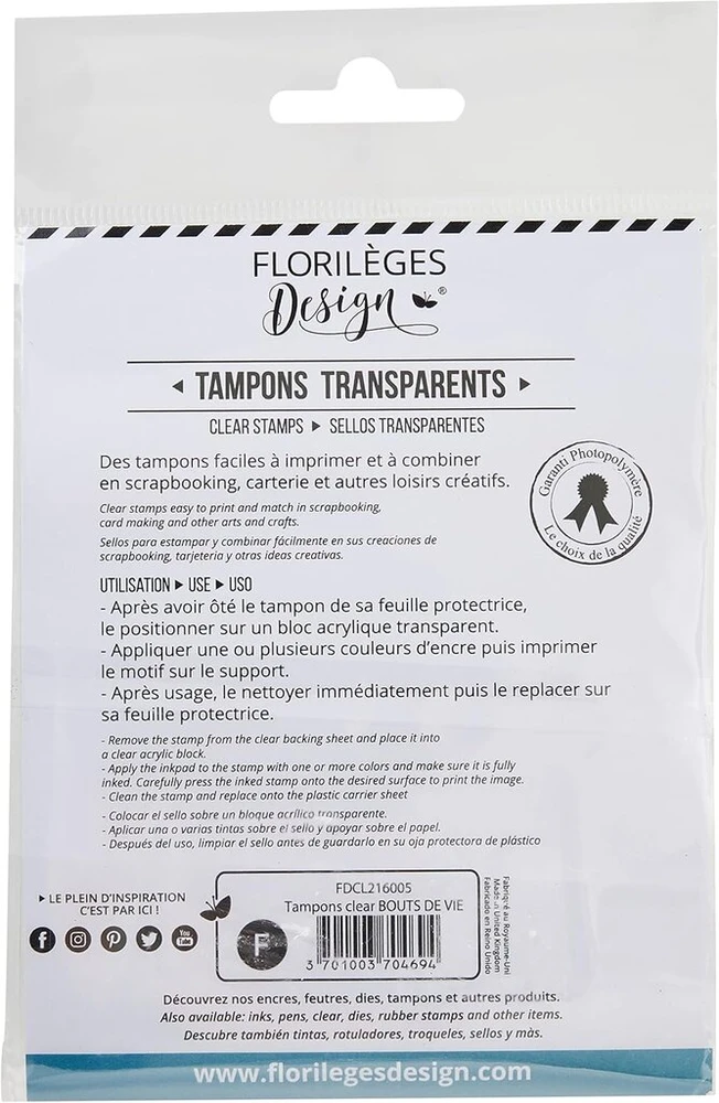 Florilèges Design antspaudas fdcl216005 skaidrus plastikas 13.5 x 11 x 0.5 cm