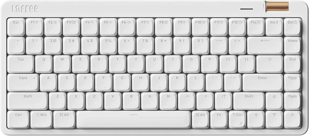 Flow Lite84 klavišų žemo profilio mechaninė klaviatūra, keičiama įkraunama belaidė klaviatūra su 2.4g imtuvu, Bluetooth ir laidiniu jungimu, skirta Windows, Mac/linear Switches (off-baltas) Us išdėstymas