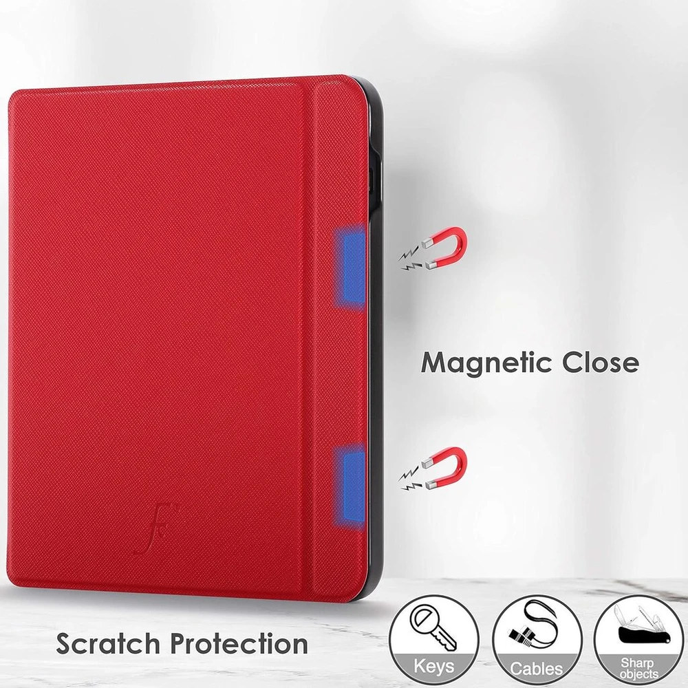 Forefront Cases dėklas, skirtas Kobo Libra Colour - apsauginis Kobo Libra Colour dėklas - raudonas - plonas ir lengvas, išmanus automatinis miego/pabudimo Kobo Libra Colour apsauginis dėklas
