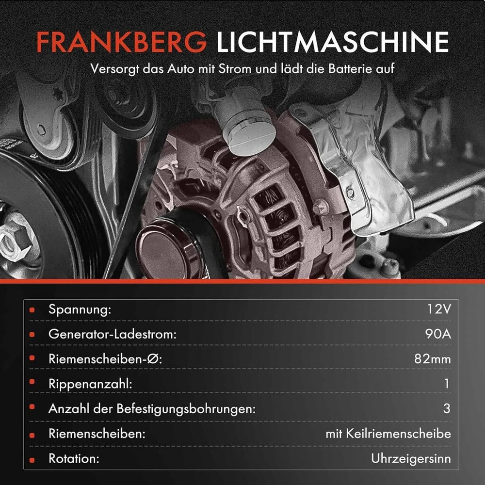 Frankberg generatorius 170a su v formos skriemuliu, suderinamas su almera ii hatchback n16 2.2l dyzelinu 2000-2003 x-trail t30