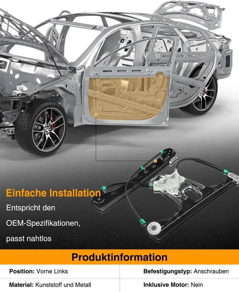 Frankberg lango pakėlėjas priekinis kairysis, suderinamas su C-class W203 Saloon 2000-2003, C-class T-modelis S203 Estate 2001-2003, pakeičia # 2037201546