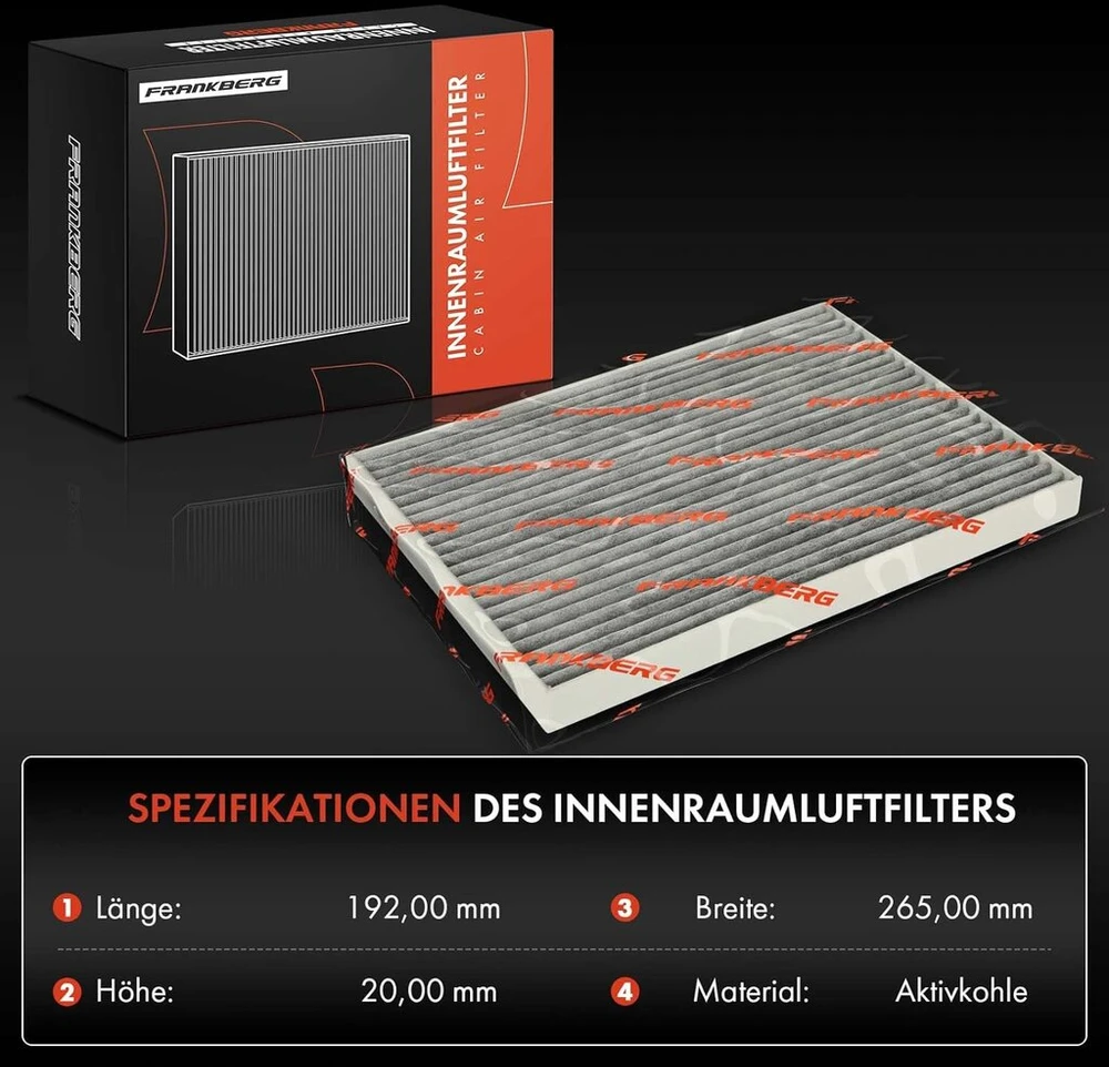 Frankberg salono oro filtras žiedadulkių filtras su aktyvintos anglies filtru, suderinamas su Qashqai +2 I J10 Jj10e Nj10 1.5l-2.0l 2007-2013 X-trail T31 2.0l 2.5l 2007-2013, pakeičia # 27277jd10a
