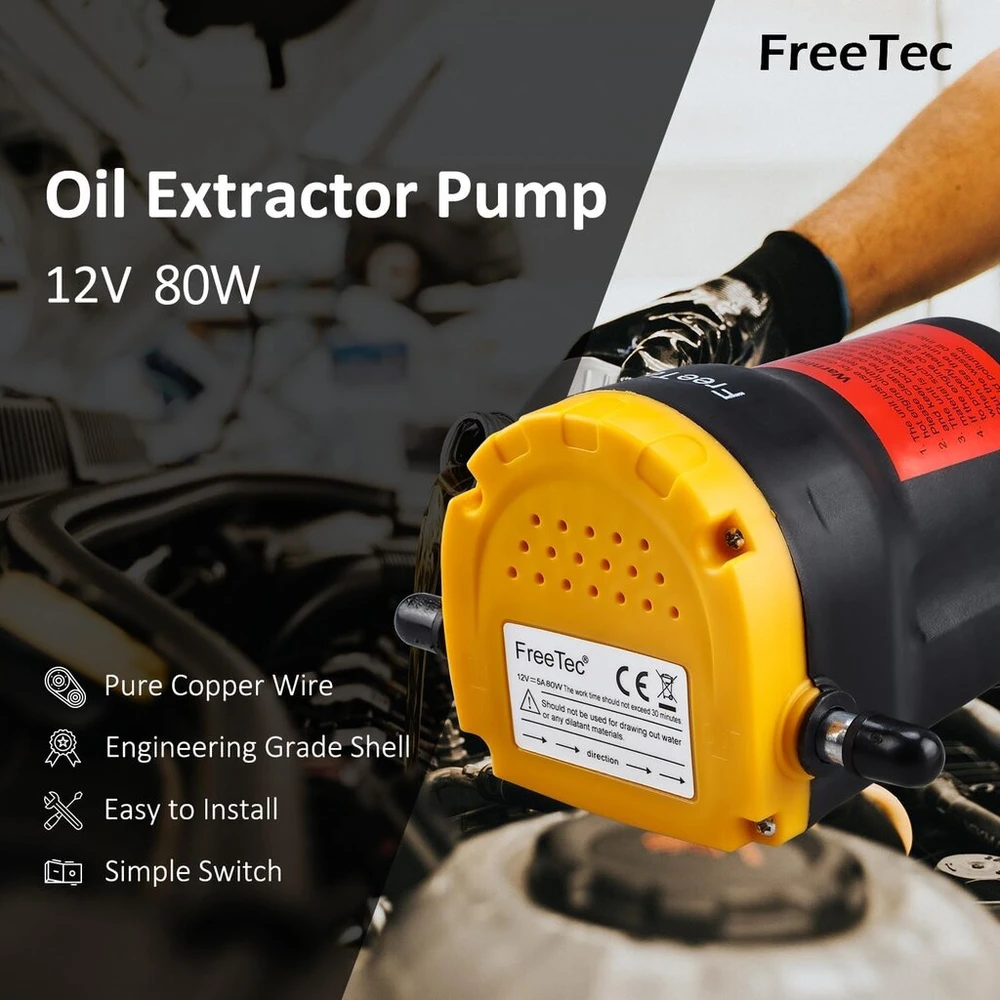 Freetec alyvos ištraukimo siurblys 12 V 80 W elektrinis variklio alyvos siurblys 12 V alyvos keitimo siurblys kuro siurblys siurbimo siurblys variklio alyvai ir dyzelinui