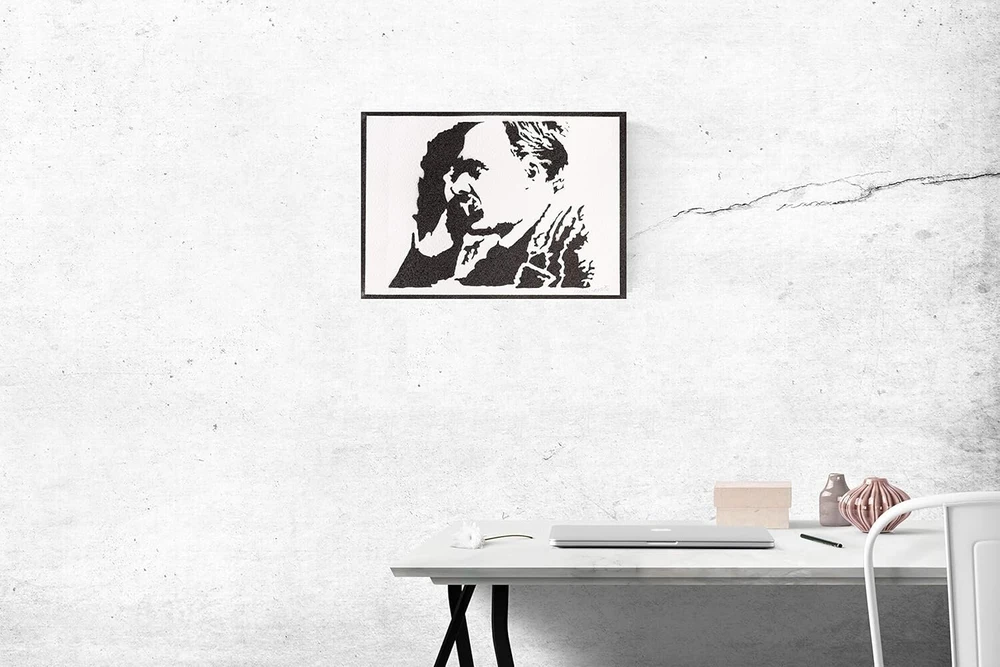 Friedrich Nietzsche plakatas, rankų darbo grafiti gatvės menas - estetiškas meno kūrinys, sienų dekoracija svetainei, sienos paveikslas miegamajam, sienų paveikslai