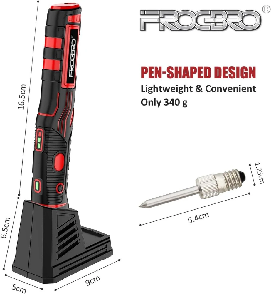 Frogbro nešiojamas akumuliatorinis lituoklis, patobulintas 11 W Ld006a-pro 2500 Mah, maks. 520 °c, didelės talpos ir greitas įkaitinimas, profesionalus saugus belaidis litavimo rinkinys, tinkamas pradedantiesiems ir