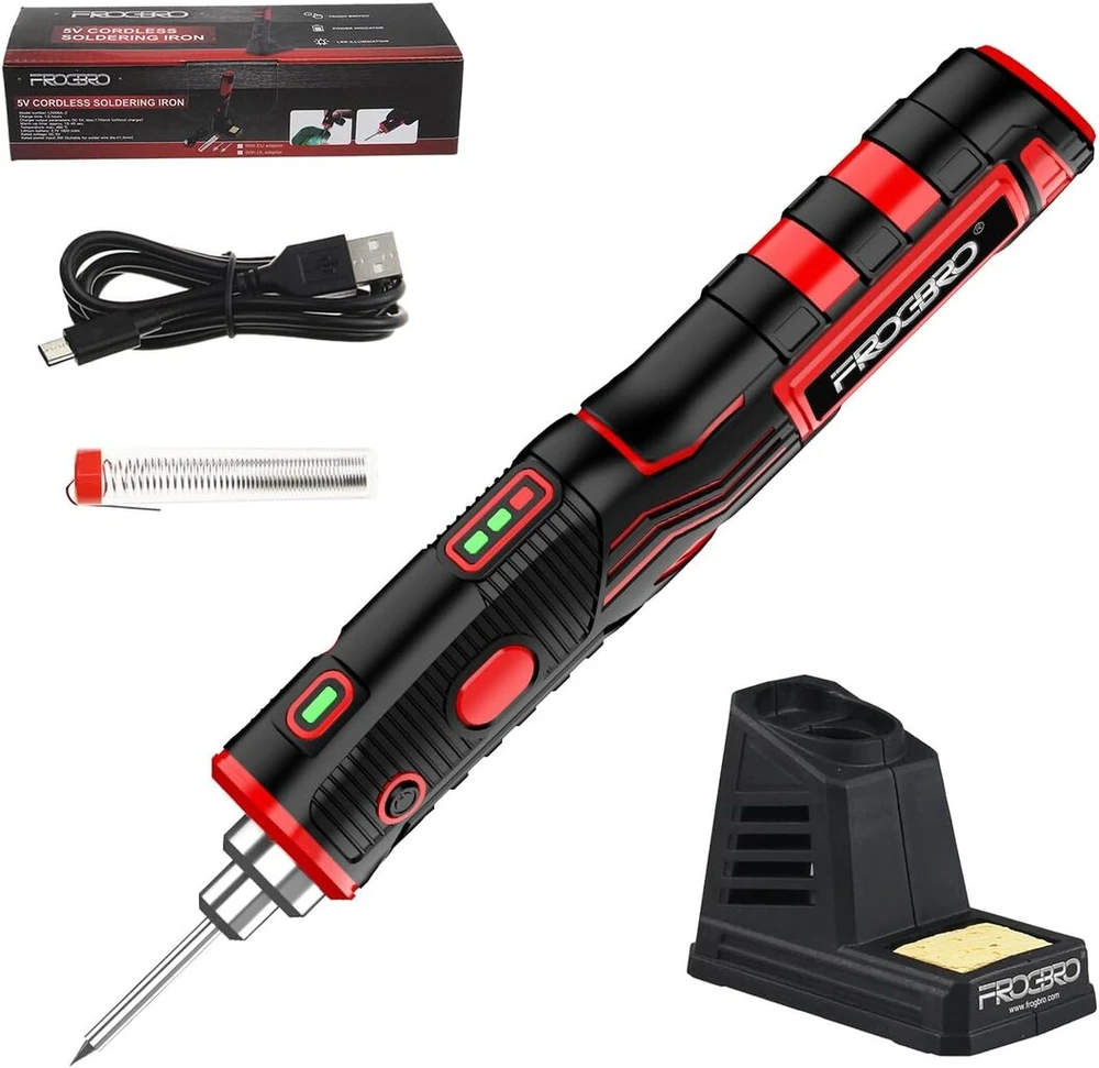 Frogbro nešiojamas akumuliatorinis lituoklis, patobulintas 11 W Ld006a-pro 2500 Mah, maks. 520 °c, didelės talpos ir greitas įkaitinimas, profesionalus saugus belaidis litavimo rinkinys, tinkamas pradedantiesiems ir