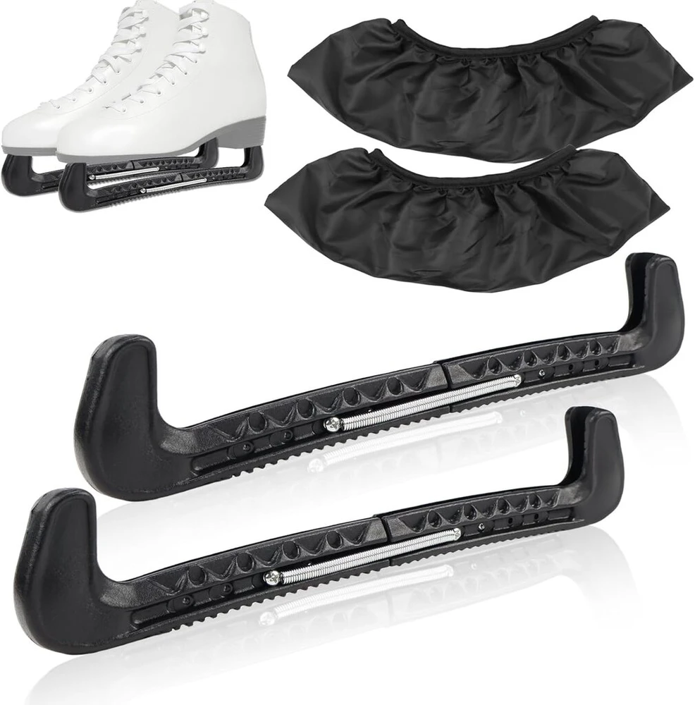 Fswwsf blade protectors pačiūžų apsaugos 1 pora pačiūžų apsaugos menčių apsaugos dailusis čiuožimas su spyruokle ledo rituliui dailiojo čiuožimo pačiūžų ašmenys pačiūžų priedai vaikams suaugusiems universalūs