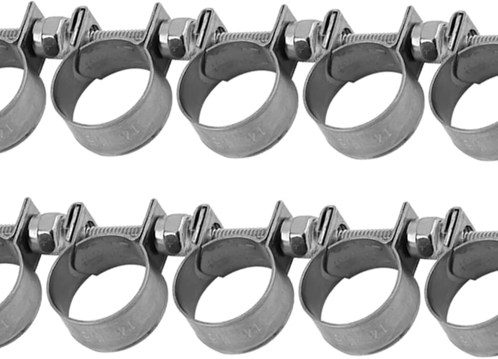 Ftvogue 10 vnt. mini degalų linijos spaustukas nerūdijančio plieno 6 mm–20 mm pasirenkamo dydžio (14–16 mm)