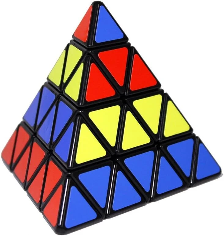 Funnygoo Shengshou 4x4 Pyraminx piramidės trikampio magiškas kubas greičio dėlionės kubas juodas su kubo stovu