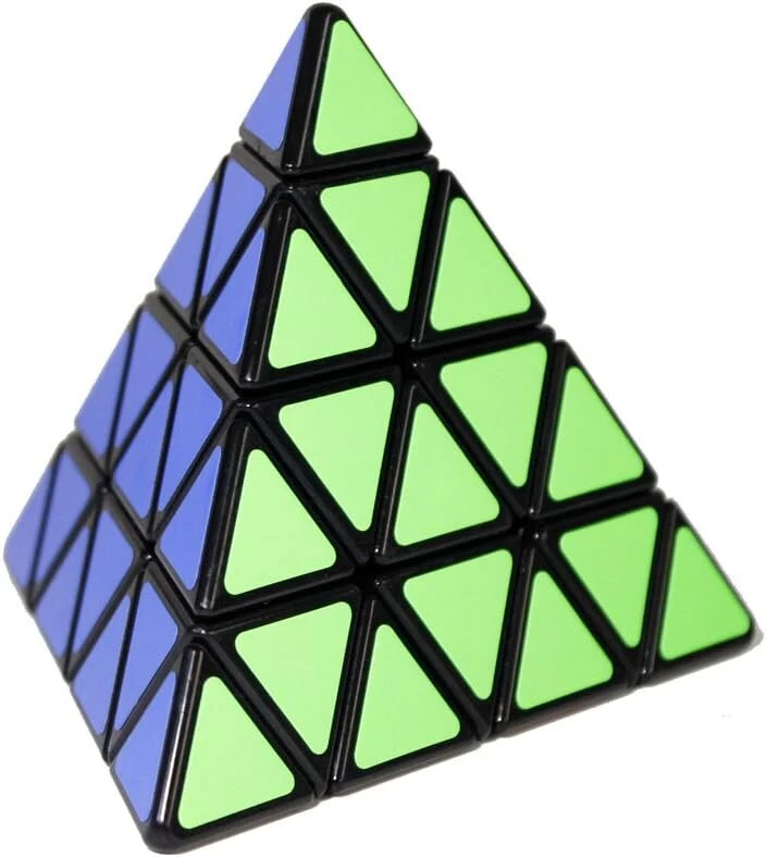 Funnygoo Shengshou 4x4 Pyraminx piramidės trikampio magiškas kubas greičio dėlionės kubas juodas su kubo stovu