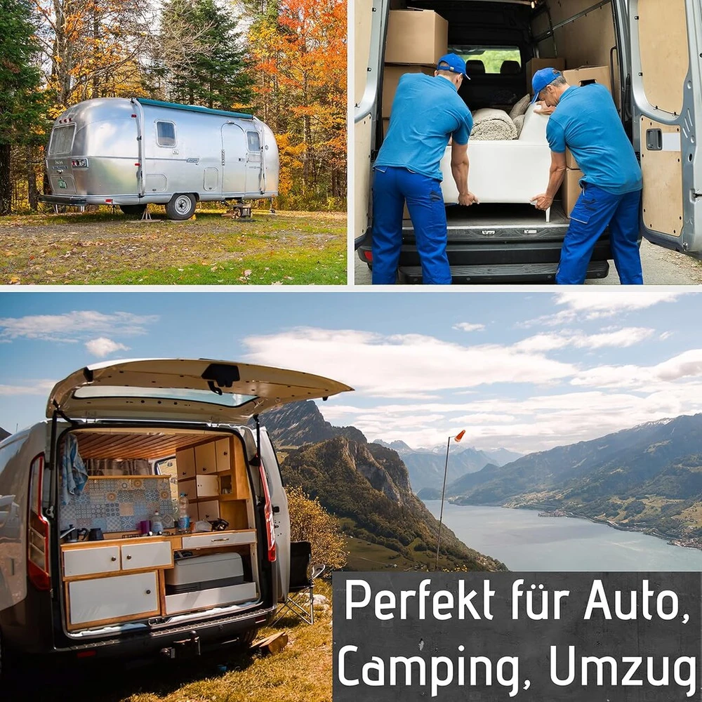 Fuxton 12 tvirtinimo diržų su kabliukais rinkinys, 4 ilgių ir spalvų (guma, elastinė juosta, įtempimo diržai, tvirtinimo diržai) automobiliui, kemperiui, motociklui, priekabai
