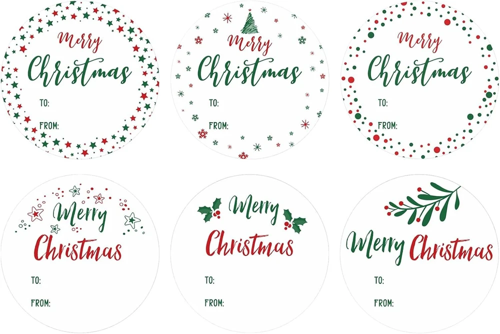 G2plus 120 vnt. "merry Christmas" kalėdinių lipdukų pakuotė, holly kalėdiniai lipdukai dovanoms, 5 cm apvalūs lipdukai dovanoms Kalėdoms, kalėdiniai lipdukai dovanų dekoravimui