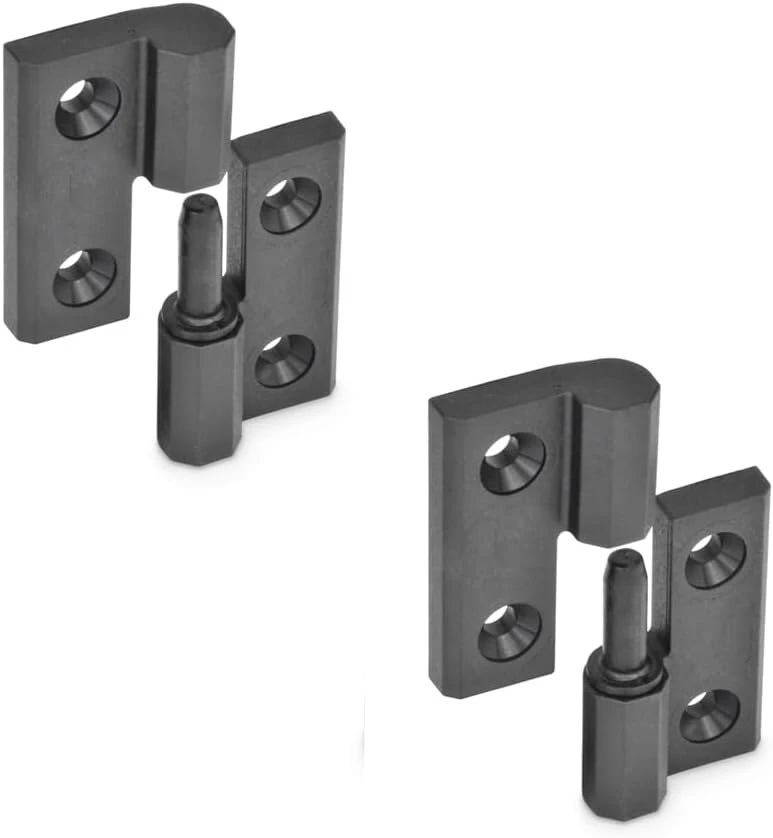 Ganter Normelemente pakabinami vyriai, plastikiniai, fiksuotas guolis, dešinė pusė, 50 x 50 mm, Gn 337.1-50-50-6-a-1-sw