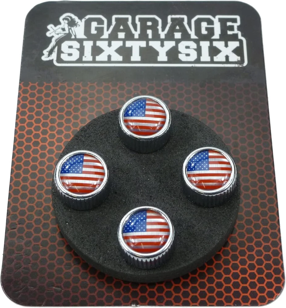 Garage-sixtysix 4 ventilių dangteliai, modelis Chicago Usa Motif