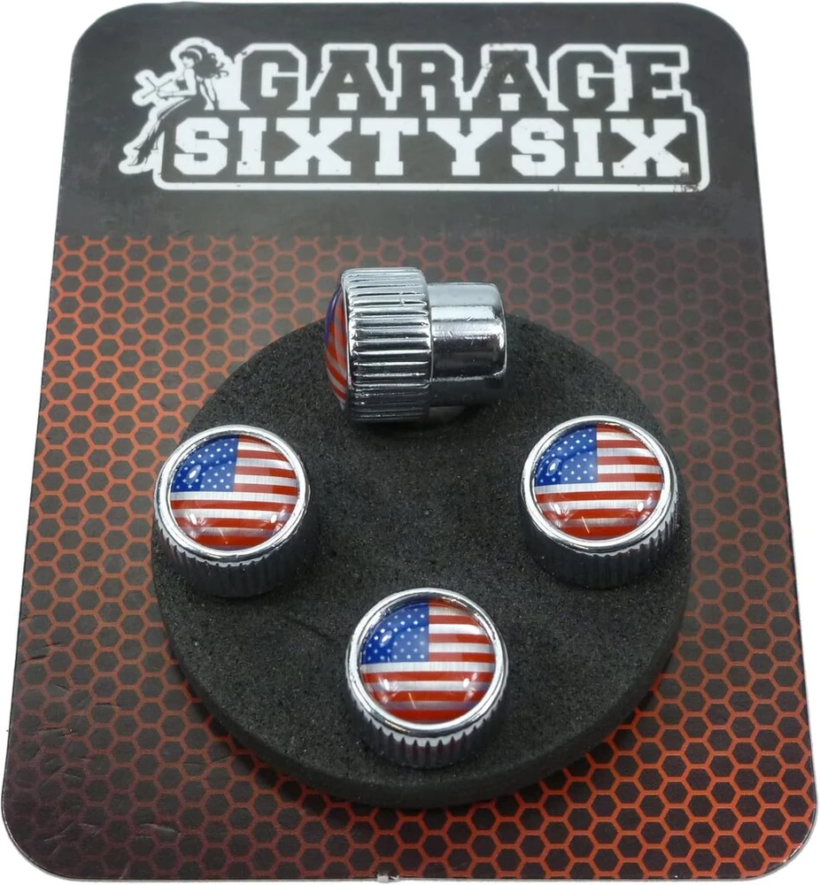Garage-sixtysix 4 ventilių dangteliai, modelis Chicago Usa Motif
