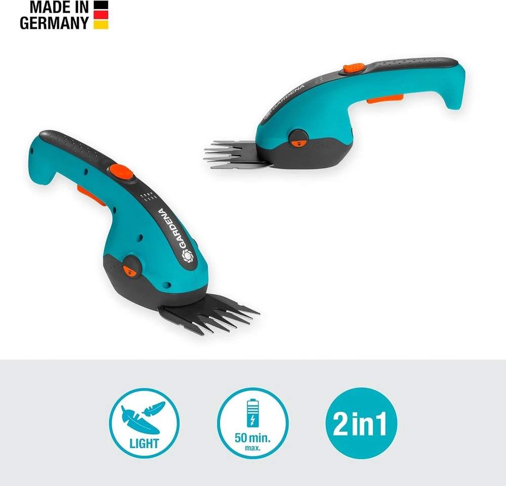 Gardena Classiccut Li akumuliatorinės žolės žirklės, vejos kraštų žirklės su 8 cm pjovimo pločiu, patogi rankena su led įkrovos lygio indikatoriumi, ašmenų keitimas be įrankių (9884-20)