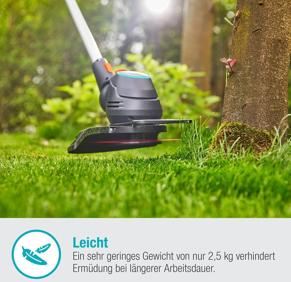 Gardena Comfortcut akumuliatorinis trimeris 23/18v P4a Ready-to-use Set: žolės trimeris su 230 mm pjovimo apskritimu, teleskopine rankena ir pasukama trimerio galvute, įsk. 18v P4a akumuliatorius (14701-20)