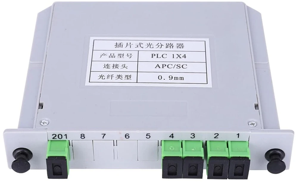Garosa optinis skaidiklis 1x4 single mode plc šviesolaidinis skaidiklis sc/apc skaidiklis optinis skaidiklis įstatomam transliavimo lygiui namų instaliacijos techniniams projektams šviesolaidinis lan