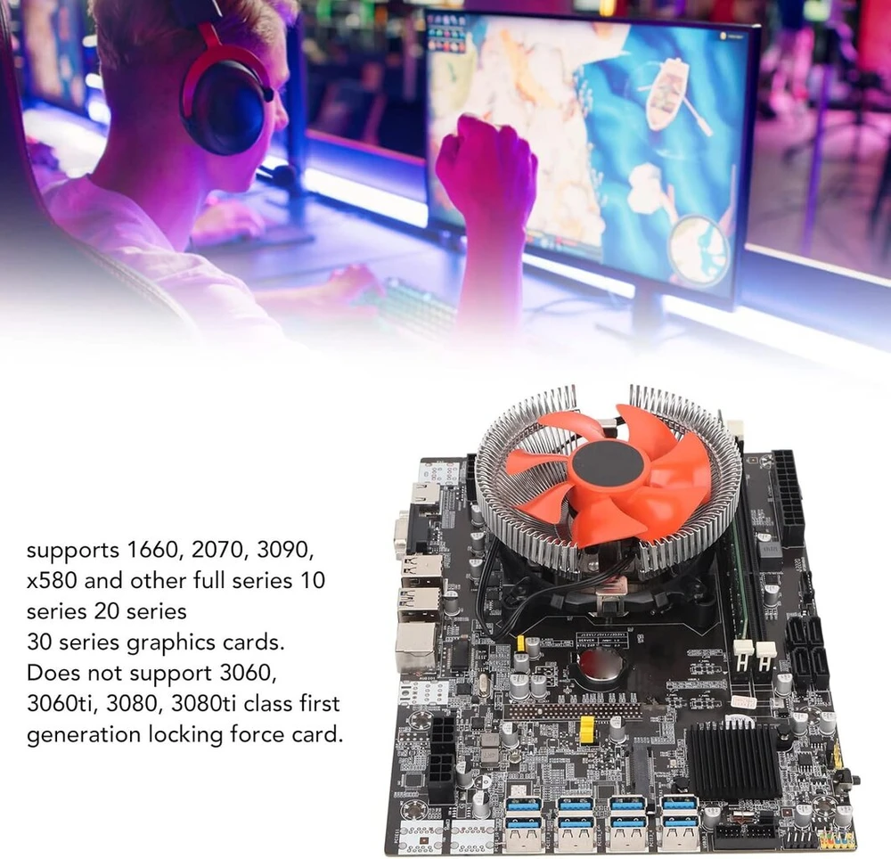 Garsent 4g Ddr3 8 Usb3.0 sąsajos kasybos pagrindinė plokštė palaiko 10, 20 ir 30 serijos grafikos plokštes, Vga Hd multimedijos sąsaja su dviguba išvestimi, su ventiliatoriumi Cpu, skirta