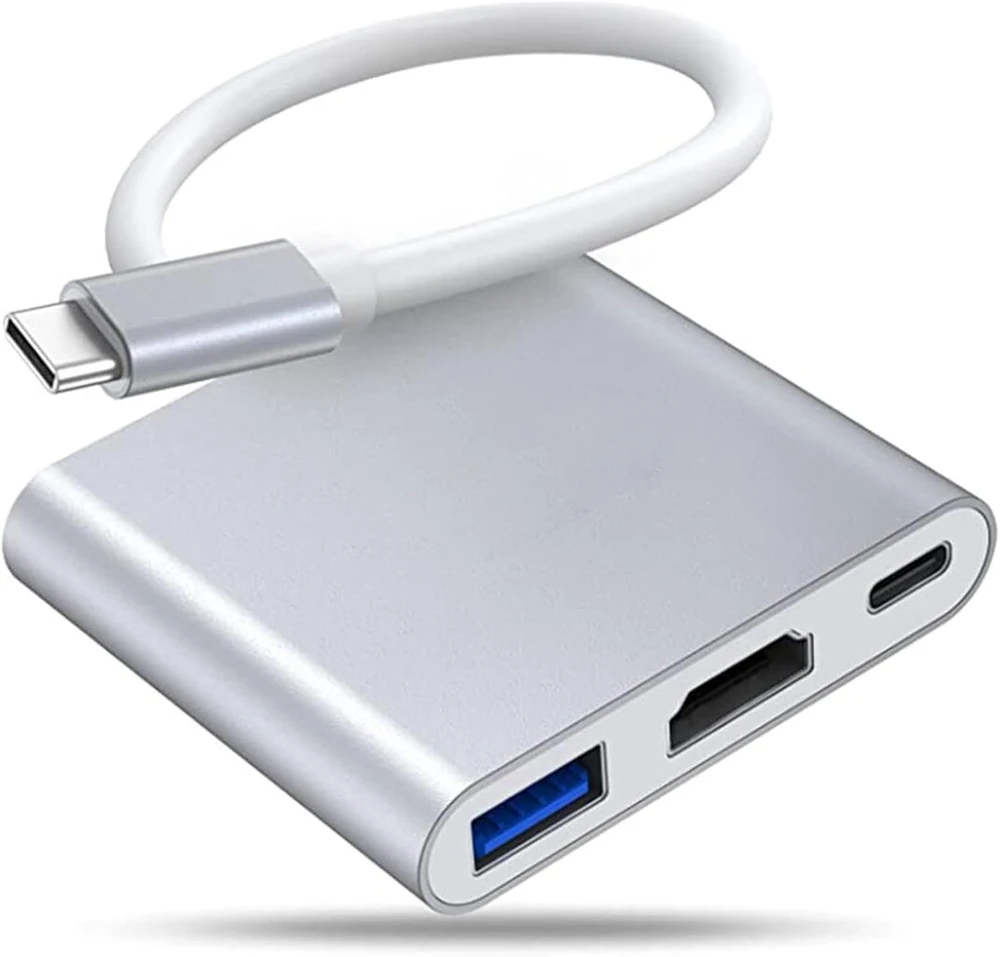 Garsent usb c šakotuvas, 3 viename nešiojamas aliuminio adapteris su 1 x 60w pd prievadu, 1 x hd multimedijos sąsaja (iki 4k), 1 x usb 3.0 (iki 5 gbps), 5
