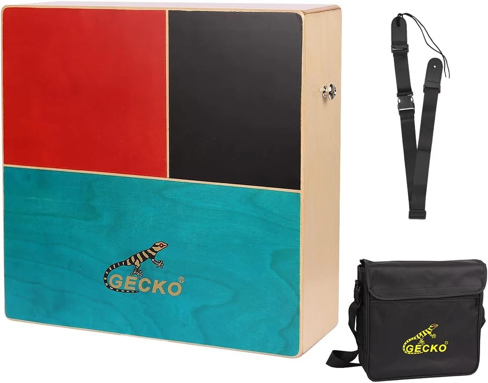 Gecko Dvigubas Medinis Cajonas su Bongo ir Gitaros Stygų Garsais