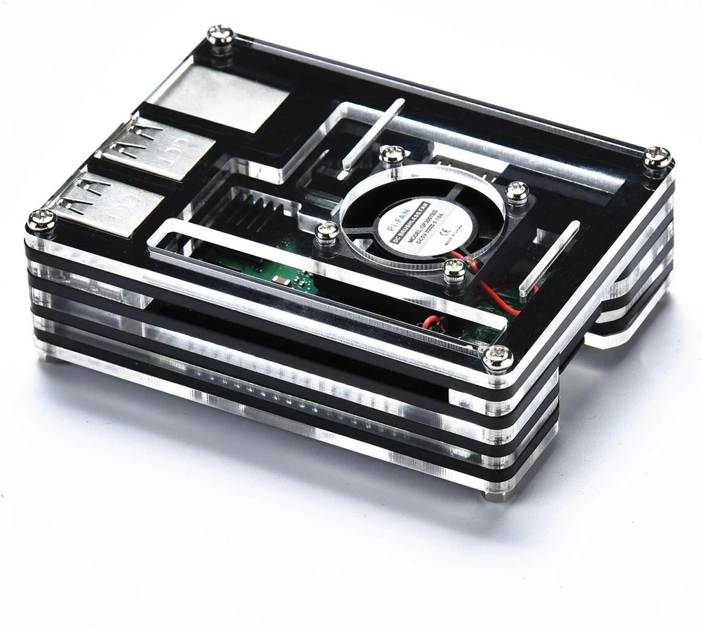 Geeekpi akrilinis dėklas, skirtas raspberry pi 3 b+ su aušinimo ventiliatoriumi, raspberry pi heatsinks, suderinamas su raspberry pi 2b/3b/3b+