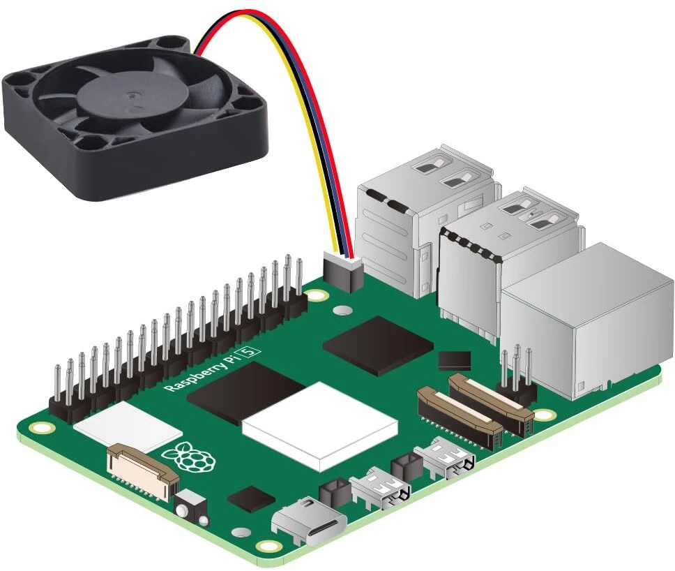 Geeekpi tylus aušinimo ventiliatorius, skirtas Raspberry Pi 5, Raspberry Pi 5 ventiliatorius 40 x 40 x 10 mm 4010 ventiliatorius