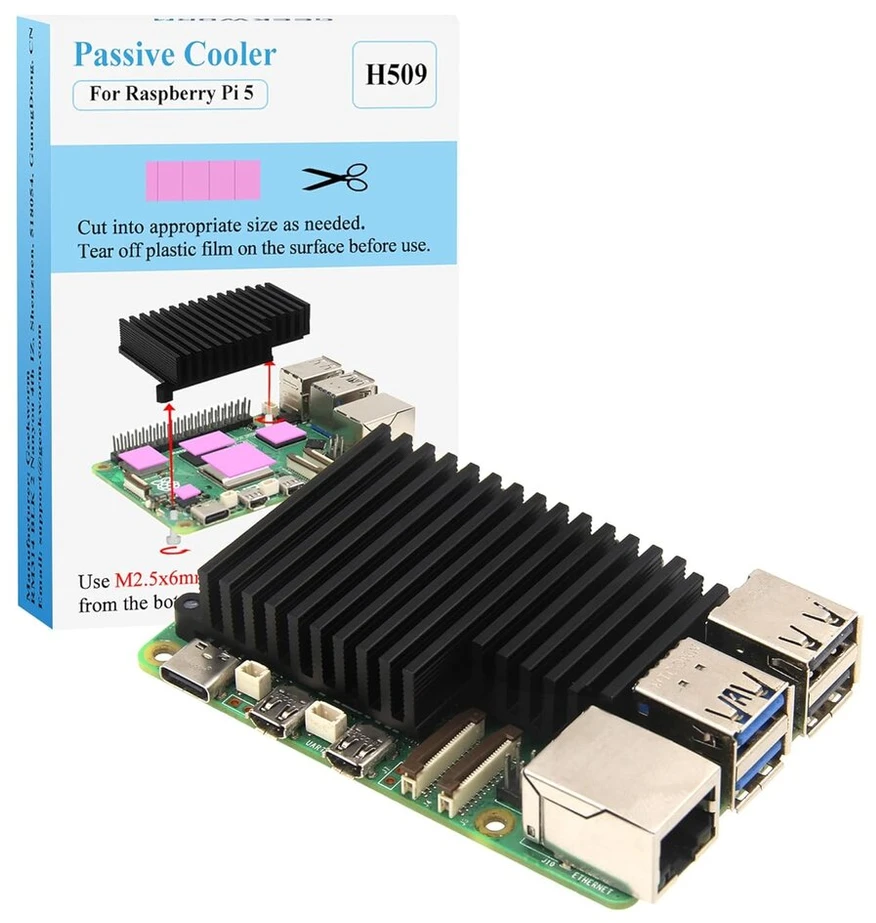 Geekworm aušintuvas, skirtas Raspberry Pi 5, aliuminio pasyvusis heatsink'as (h509)