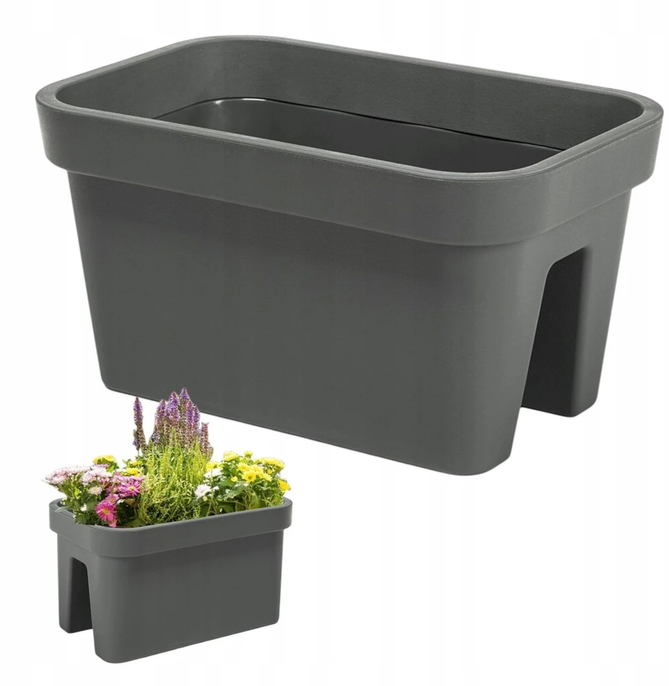 Gėlių dėžė ant turėklų 44 cm, antracito spalvos