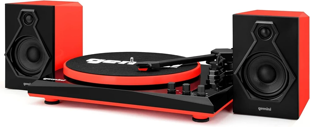 Gemini Tt-900 - raudonas | patefonas su garso sistema - bluetooth - pilna sistema