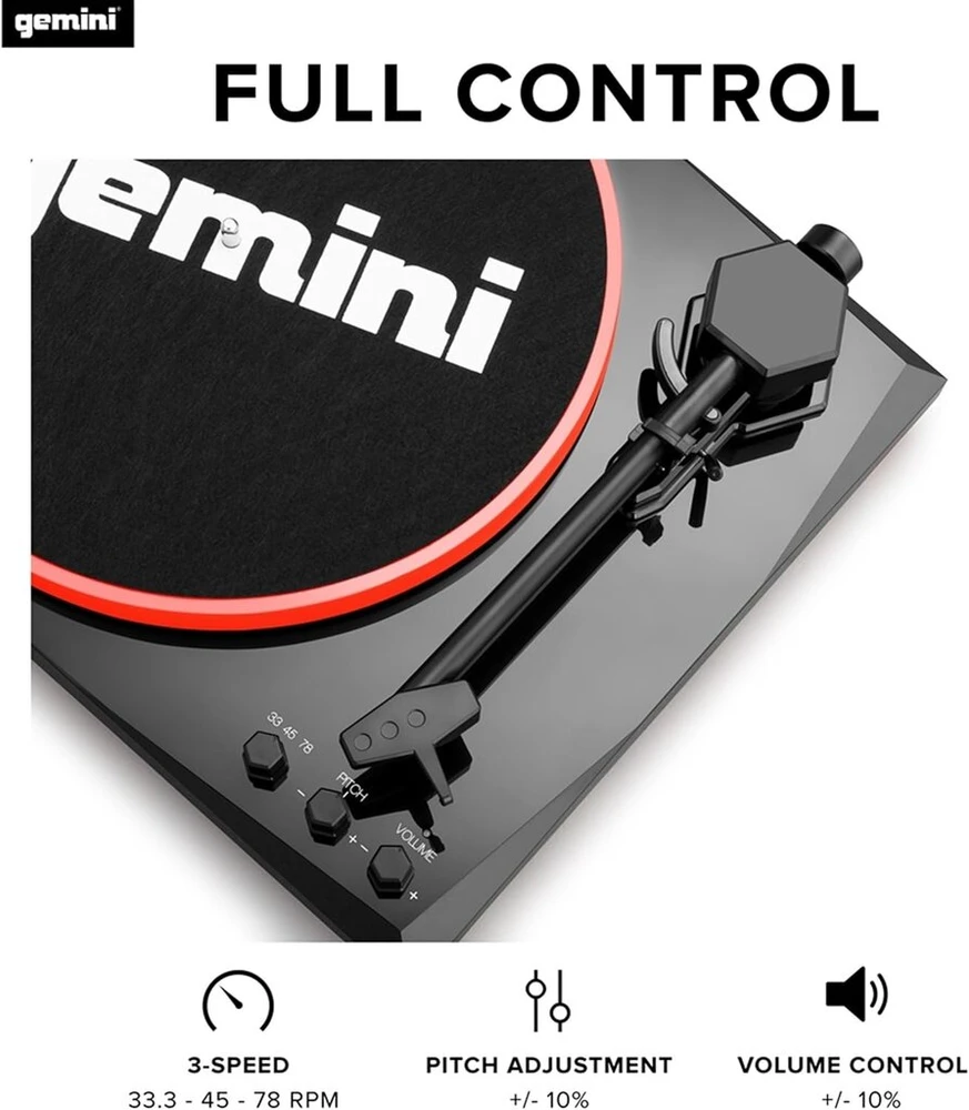 Gemini Tt-900 - raudonas | patefonas su garso sistema - bluetooth - pilna sistema