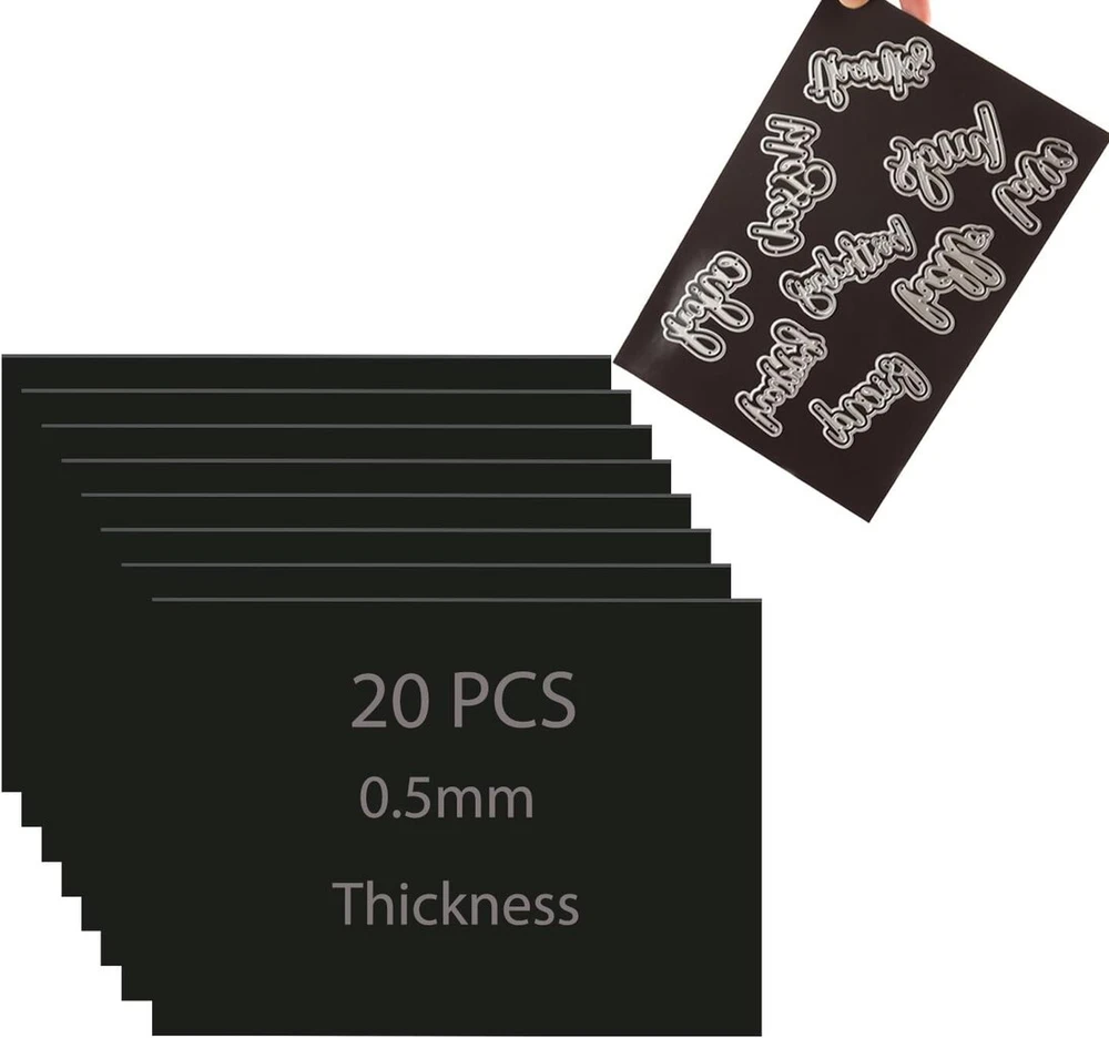 Generic 20 vnt. minkštos gumos magnetinių lakštų metalo pjovimo štampų laikymui, amatų įrankių, scrapbooking'o menui ir amatams, lanksčios padėties kilimėliai 7x5 colių 0,5 mm