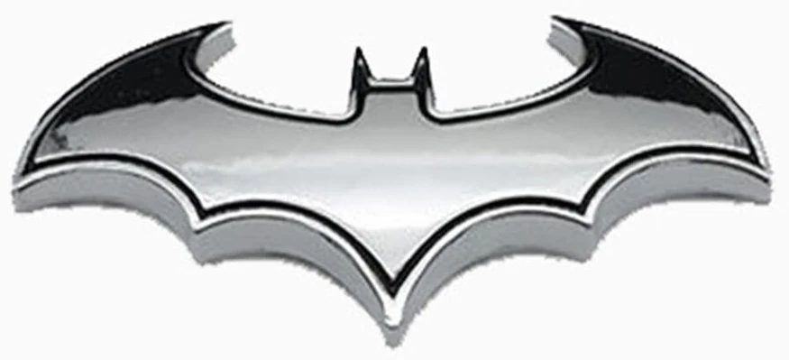 Generic 3d juodas nerūdijančio plieno šikšnosparnio automobilio emblemos lipdukas, 2 vnt. 3d emblemos šikšnosparnio plastikas su putų lipnia nugarėle, 3d chromo metalo šikšnosparnio automobilio logotipo lipdukas batman ženkliukas