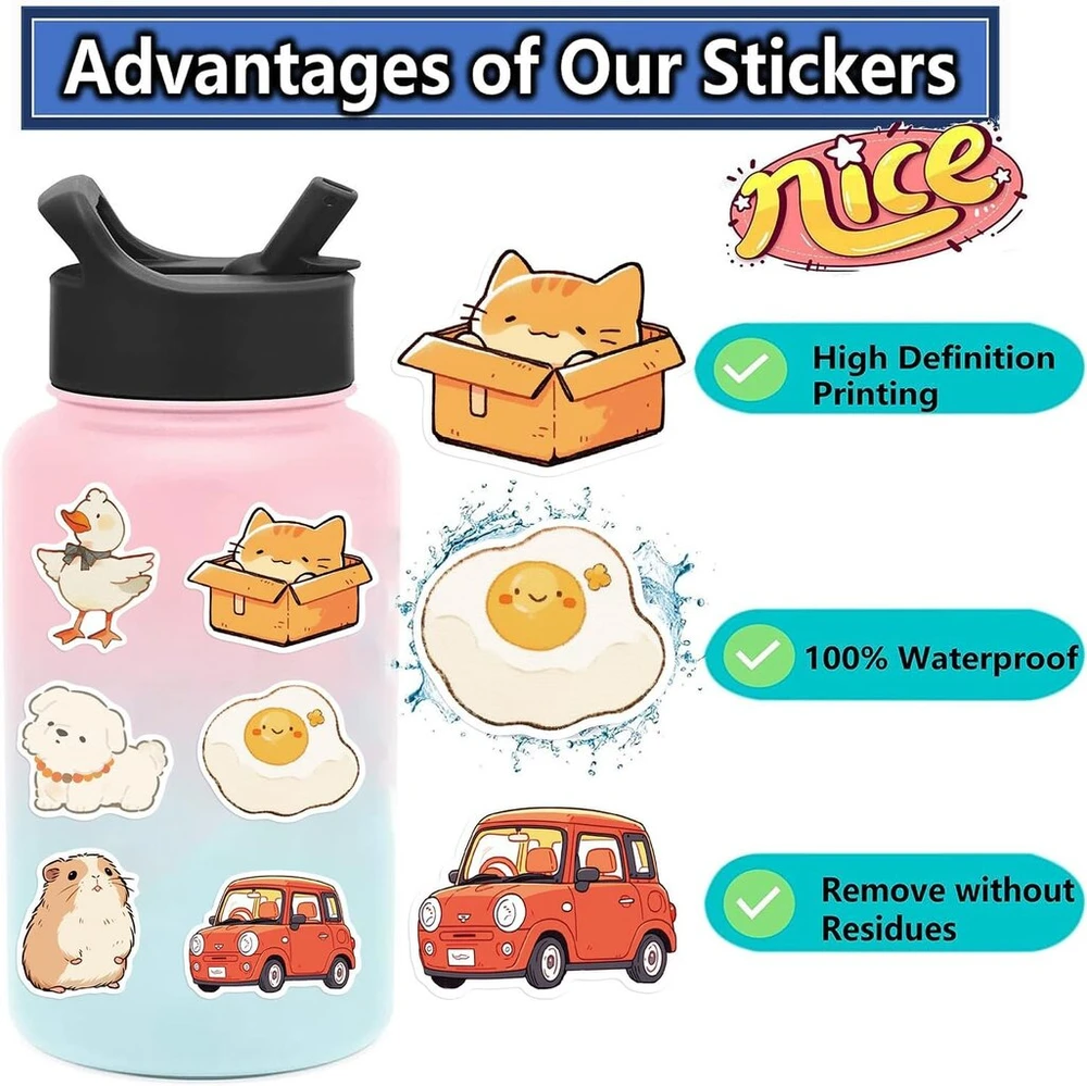 Generic Animal Stickers rinkinys, 100 vienetų, skirtas riedlentėms, grafiti lipdukai, motociklams, dviračiams, snieglentėms, bagažui, nešiojamam kompiuteriui, automobiliui, lagaminui vaikams ir paaugliams, vandeniui atsparūs vinilo lipdukai