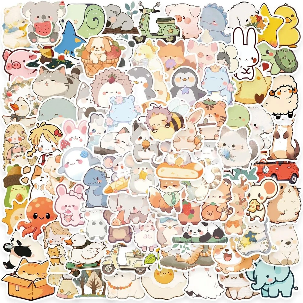 Generic Animal Stickers rinkinys, 100 vienetų, skirtas riedlentėms, grafiti lipdukai, motociklams, dviračiams, snieglentėms, bagažui, nešiojamam kompiuteriui, automobiliui, lagaminui vaikams ir paaugliams, vandeniui atsparūs vinilo lipdukai