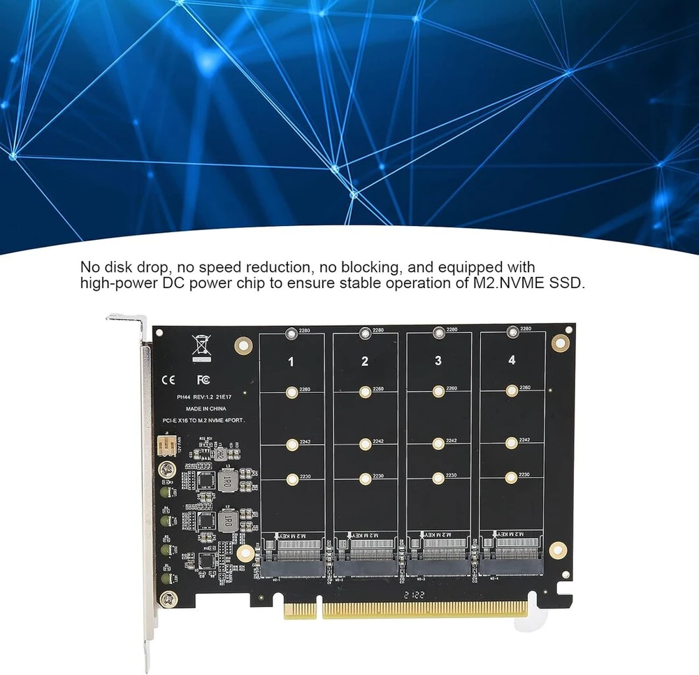 Atminties kortelė Generic Pcie Nvme 4 prievadų M.2 Ssd plėtimosi kortelė